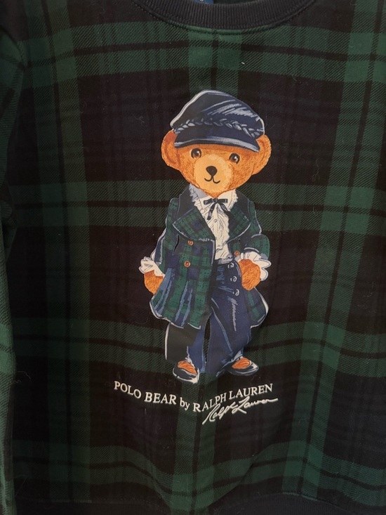 Polo by Ralph Lauren Green & Black Plaid Polo Bear Sweatshirt - Picture 2 of 3